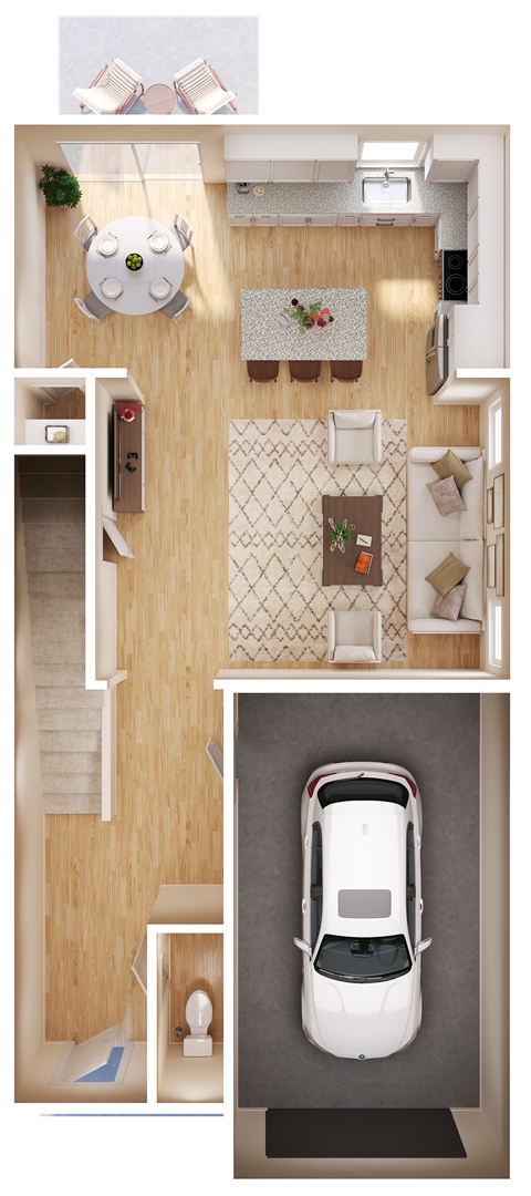 C2 Three Bedroom / Two and a Half Bath Townhome at Landon Green Artisan Cottages Apartments, North Carolina